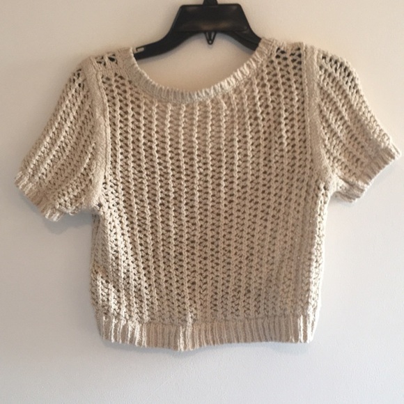 Free People School Boy Open Knit Crop Top Sweater - Picture 7 of 7